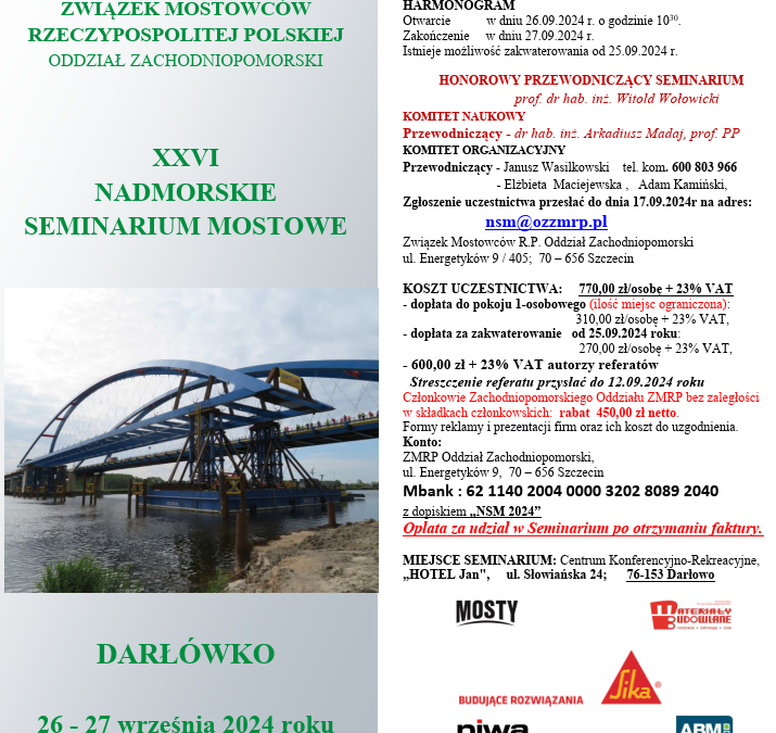 XXVI NADMORSKIE SEMINARIUM MOSTOWE