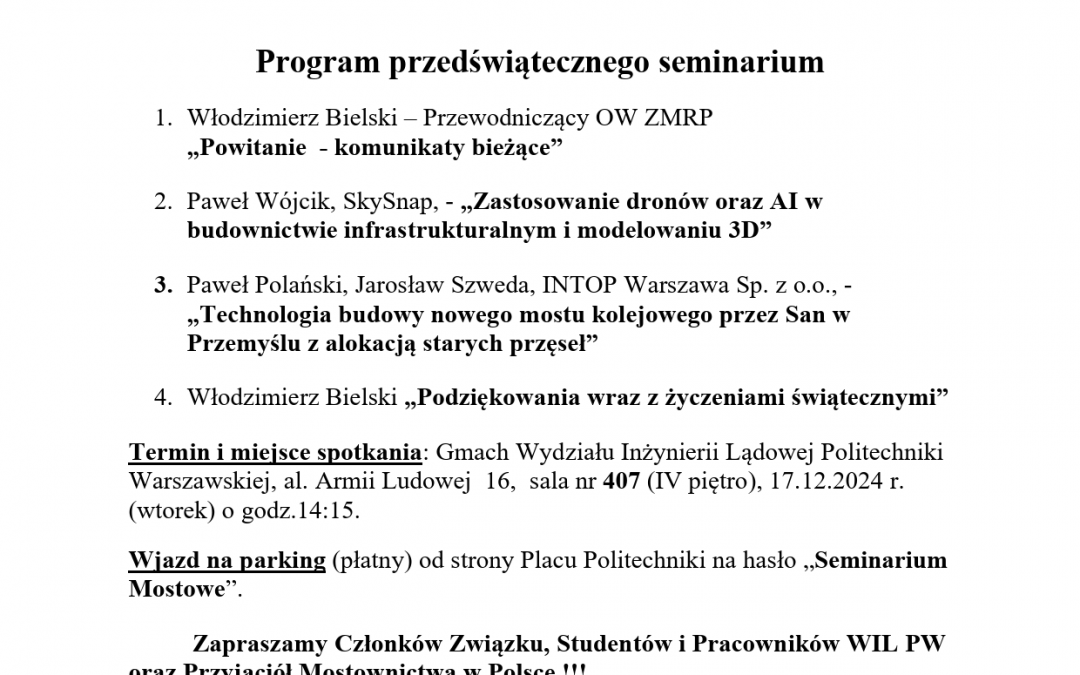 Świąteczne Seminarium Naukowo-Techniczne 17.12