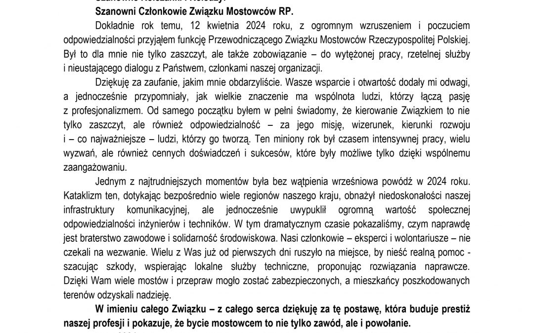 List otwarty przewodniczącego ZMRP