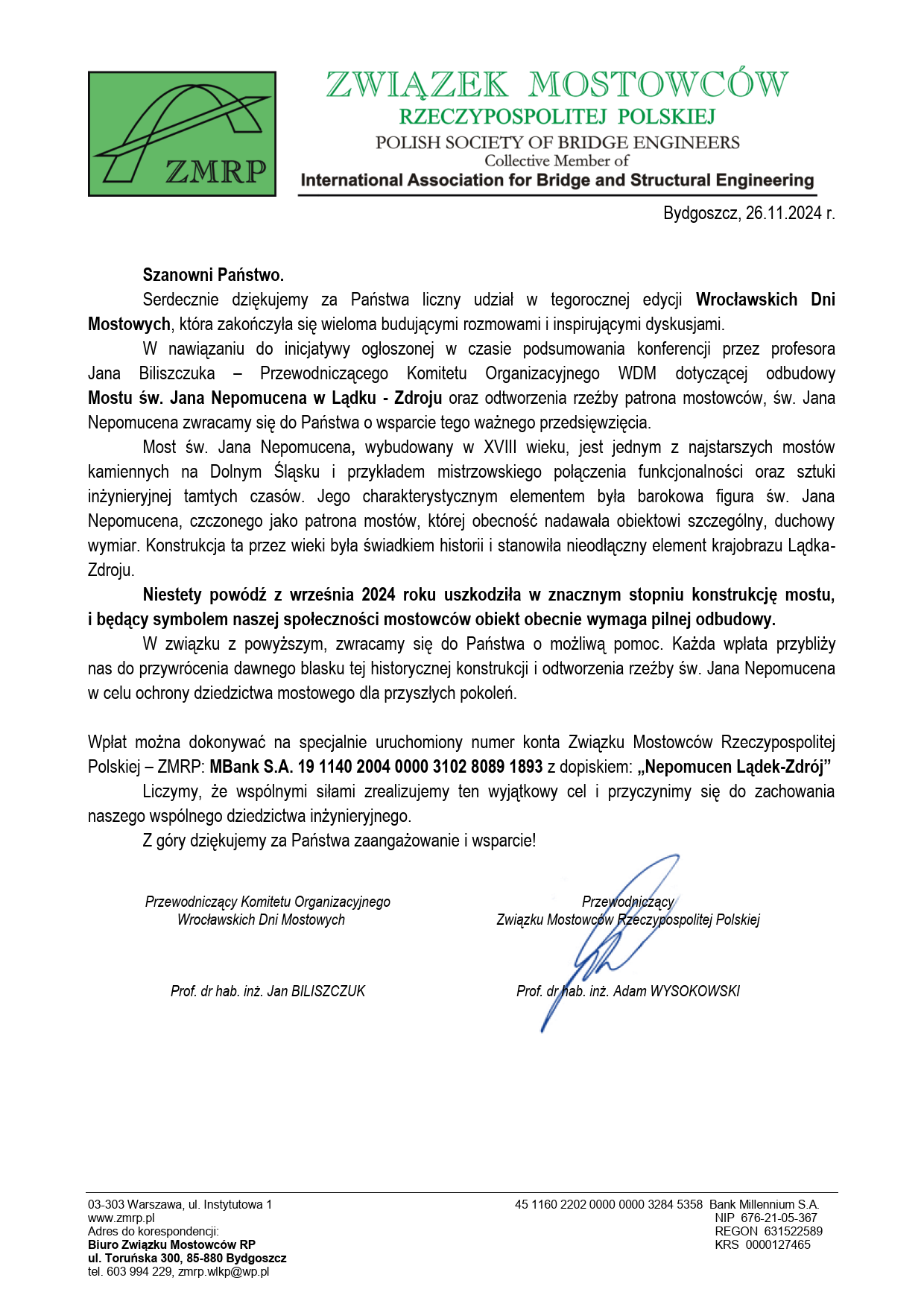 Pismo - Inicjatywa odbudowy mostu św Jana Nepomucena_1